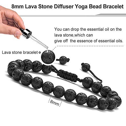 Lava Rock Bracelets For Men Gifts, 8Mm Lava Rock Stone Mens Bracelet Adjustable Yoga Bead Mens Anxiety Bracelet Aromatherapy Essential Oils Bracelets For Mens Jewelry Birthday Gifts For Men Dad Boys #TOP4