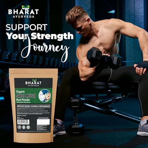 Image of Organic Safed Musli Root Powder 200 gm (Pack Of 1) - Pure and Natural Ayurvedic Herbal Supplement for Strength & Wellness | Boost Energy & Stamina| Chemical-Free & No Preservatives