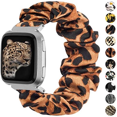 TOYOUTHS Scrunchie Bands Compatible with Fitbit Versa/Versa 2/Versa Lite Special Edition Women Girl Elastic Stretch Fabric Strap Pattern Printed Scrunchy Replacement Bracelet Wristband Accessories