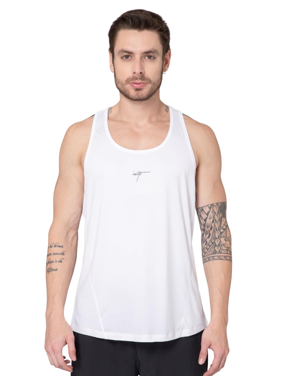 incite Polyester Training Tank Vest for Men | Comfortable Gym & Workout Wear | Quick Dry Lightweight Vest for Men | White Color-picture-10