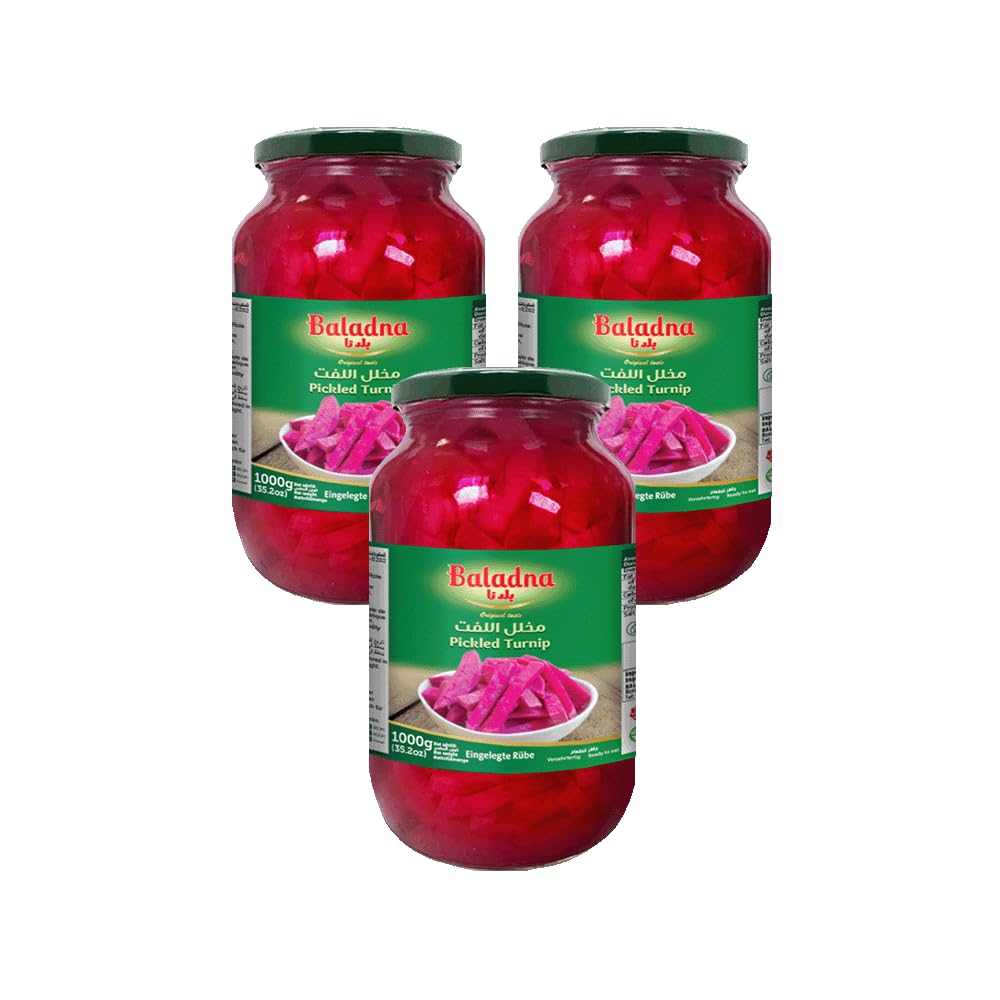 Baladna Eingelegte Rübe 1000 g x 3 (Abtropfgewicht 600 g x 3) | Knackige eingelegte Rüben | Perfekt für Mezze, Sandwiches & Beilagen | Orientalische Spezialität | Vegan | Glutenfrei | Halal