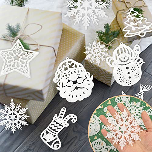 White Christmas Ornament Set For Christmas Tree Decorations - 42Pcs Plastic Glitter White Snowflakes Sock Reindeer Santa Snowman Assorted Sizes Ornaments For Winter Wonderland Christmas Tree Decor #TOP3