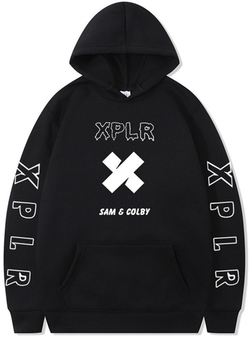 Silver Basic XPLR Merch Sam and Colby Merch Hoodie for Men/Women Unisex Long Sleeve Sweatshirt Novelty Hoodie
