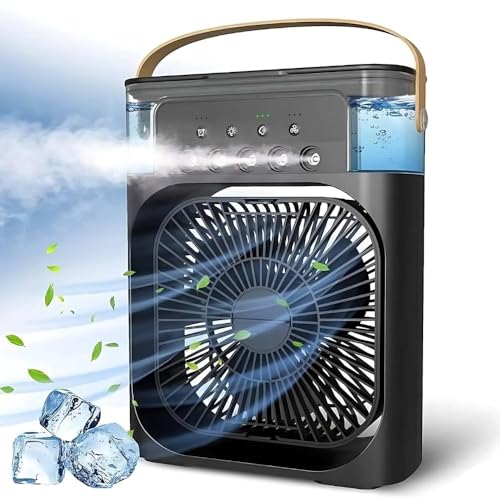 Image of Drumstone (𝐒𝐩𝐞𝐜𝐢𝐚𝐥 𝟐𝟎 𝐘𝐞𝐚𝐫𝐬 𝐖𝐚𝐫𝐫𝐚𝐧𝐭𝐲) USB Portable Air Conditioner Fan, Mini AC Cooler with 3 Speeds, Personal Desk Fan for Room, Office & Travel Cooling