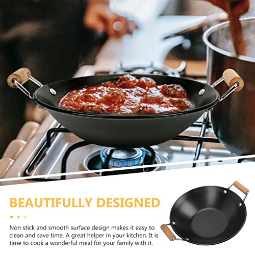 Wok de acero inoxidable con mango de madera miniatura 6