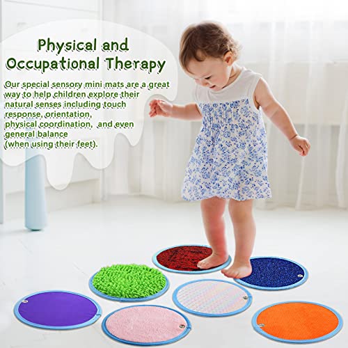 Image of Boao 8 Set Mini Sensory Mats Assorted Textured Play Mats Sensory Floor Tiles Educational Tactile Toys for Activity (8.7 Inch,Round)