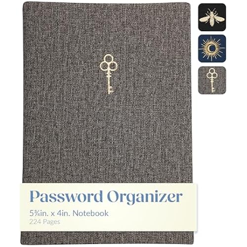 Eccolo Password Keeper Book with Alphabetical Tabs Hardcover Organizer | Discreet Black Faux Leather Cover, Compact 5.75x4 in Size to Store Website Logins, Card Details and Contacts
