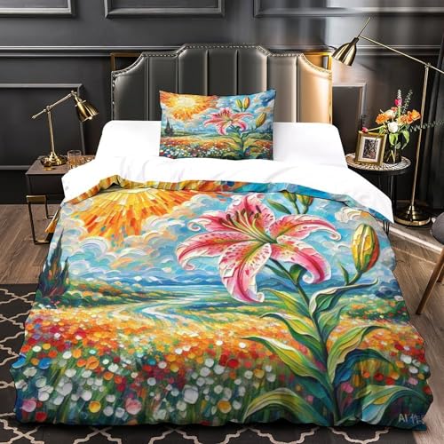 Housse de couette 3D à fermeture éclair cachée parure de lit microfibre douce enfant Lily