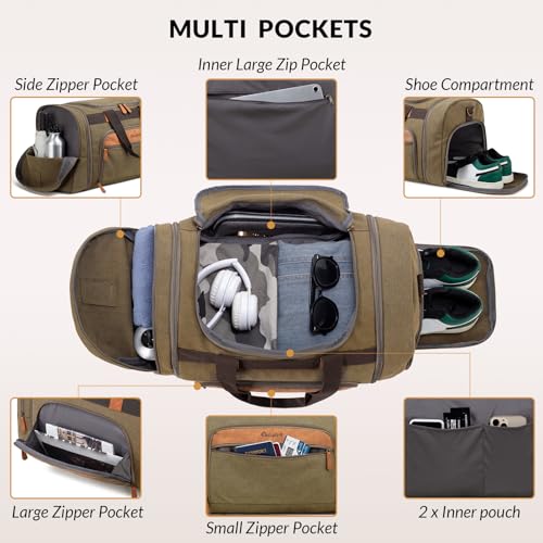 Celvetch Expandable Canvas Duffle Bag