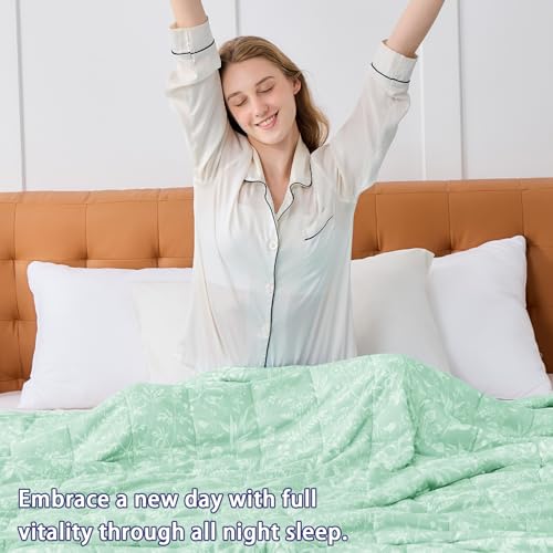 Image of yescool Weighted Blanket for Adults (15 lbs, 48 inch x 72 inch, Cerulean) Cooling Heavy Blanket for Sleeping Perfect for 140-160 lbs, Twin Size Breathable Blanket with Premium Glass Bead, Machine Washable