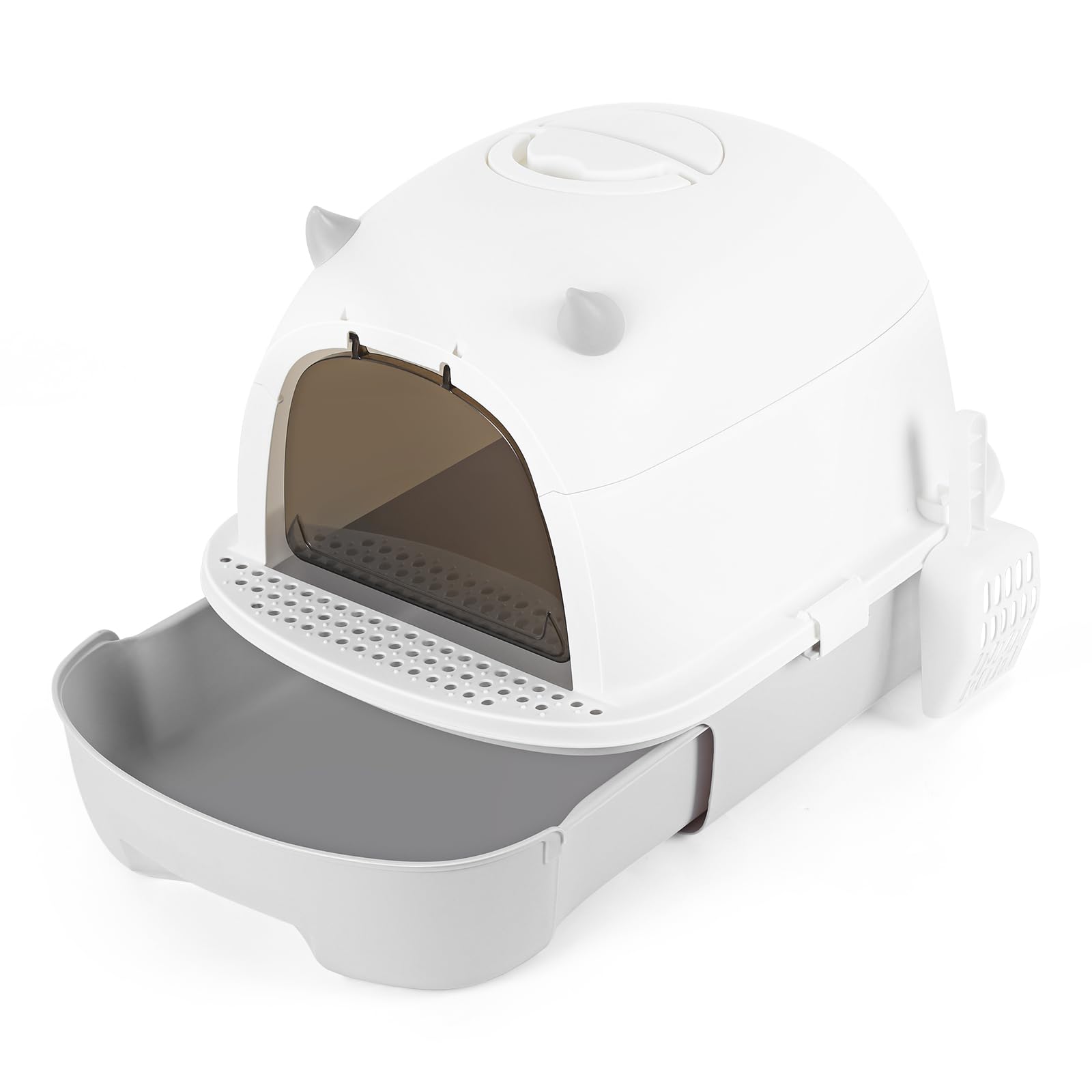 Sunexinlo Cat Litter Box, Enclosed Litter Box with Lid,Large Space for Cats,Drawer Type Cat Toilet,Anti-Splashing and Easy to Clean (Grey)