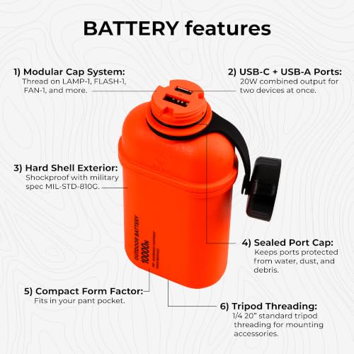 Image of ELECOM NESTOUT Rugged Power Bank, 10000mAh Outdoor Battery Charger, 20W USB-C Fast Charging PD, Waterproof IP67, Durable Shockproof, Battery Pack for iPhone Hiking Travel Camping (Orange, 10000mAh)
