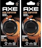 AXE Ambientador Coche 3D Colgante - Fragancia Dark Teamptation - Elimina Malos Olores al Instante - Frescura Irresistible y Duradera por 30 Días - Estilo y Sabor en Cada Viaje (Paquete de 2)