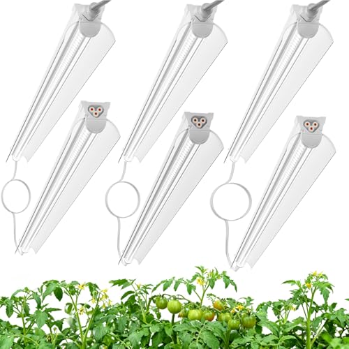 4FT Grow Lights for Indoor Plants T8 5000K Full Spectrum Plant Light 270W(6 x 45W) LED Grow Light Strips with Timer Aluminum Reflector Linkable Plant Growing Lamp Fixture for Greenhouse Indoor 6pcs
