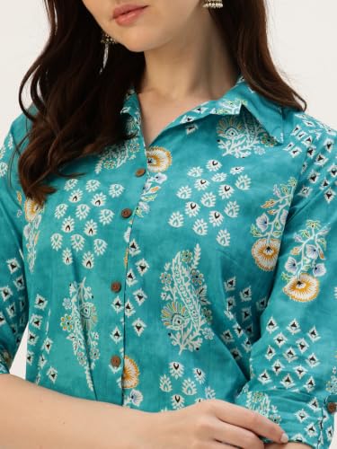 Image of feranoid Classic Collared Cotton Shirt with 3 /4 Sleeve for a Timeless Casual Look
