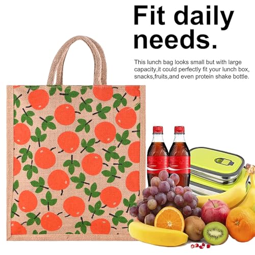 Image of Kuber Industries Grocery Bag /Shopper Bag with Strong Handles for Shopping /Grocery /Lunch | Lightweight /Reusable and Foldable | Fruits - Brown