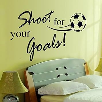 Decals Design Quote Sports Football Shoot for Your Goals Wall Sticker (PVC Vinyl, 60 cm x 45 cm x 1 cm, Black)