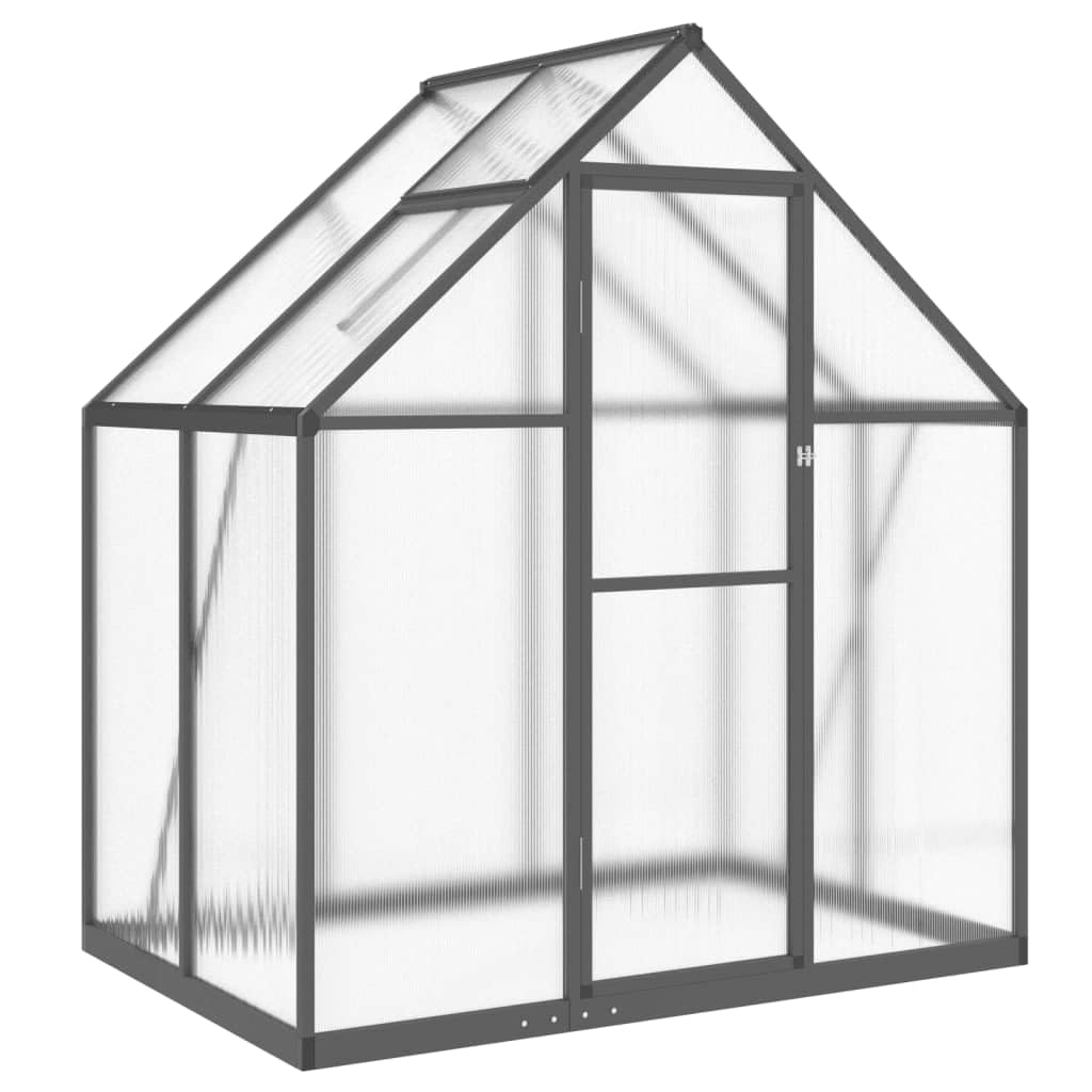 IKAYAA Gewächshaus mit Fundamentrahmen Gewächshaus Aluminium für den Garten Treibhaus Gartenhaus Winterfest Aufzucht Tomatenhaus Frühbeet und Pflanzenhaus-Anthrazit-169 x 114 x 195 cm