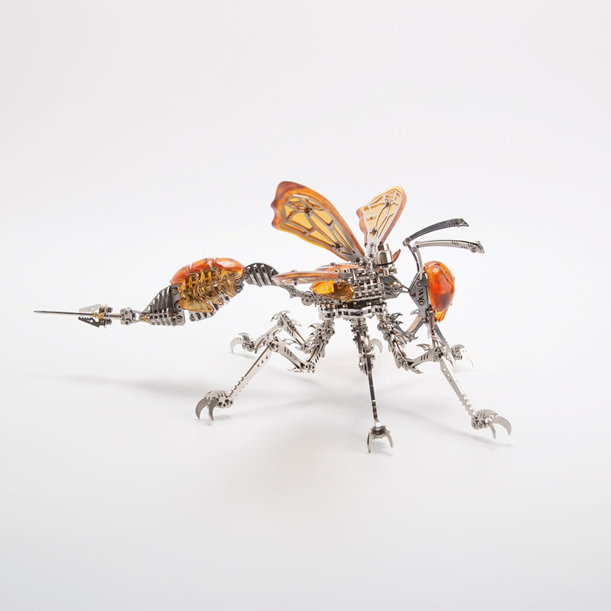 3D Metall Bausatz Mechanische Wespe mit LED-Beleuchtung, DIY Steampunk Insektenmodell, Geschenk für Modellbau-Hobbyisten (420+ Teile)
