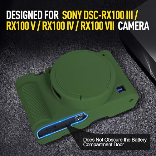 Image of Easy Hood Case for Sony DSC-RX100 IV V VI VII DSLR Camera, Silicone Camera Case Lightweight Soft Carrying Cover with Removable Lens Cover (Green)