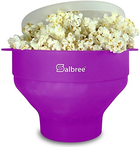 Image of Salbree Microwave Popcorn Popper Maker Silicone Collapsible Bowl No Oil | Available in more colors than any competitor. Collapse flat for easy storage and requires no oil for light, healthy snacking