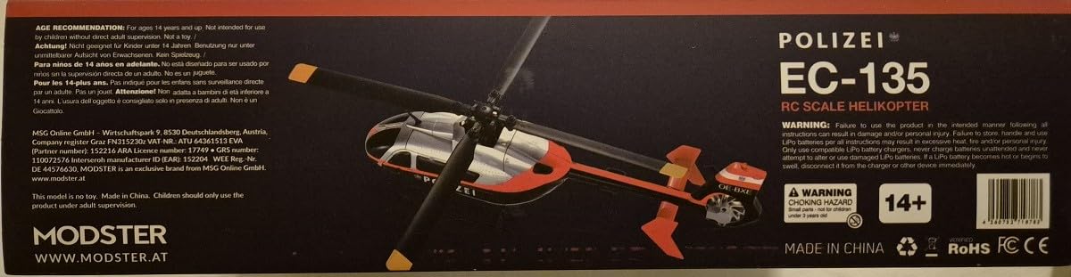 RC Helikopter MODSTER EC-135 Polizei Österreich Scale RC Hubschrauber Elektro RTF