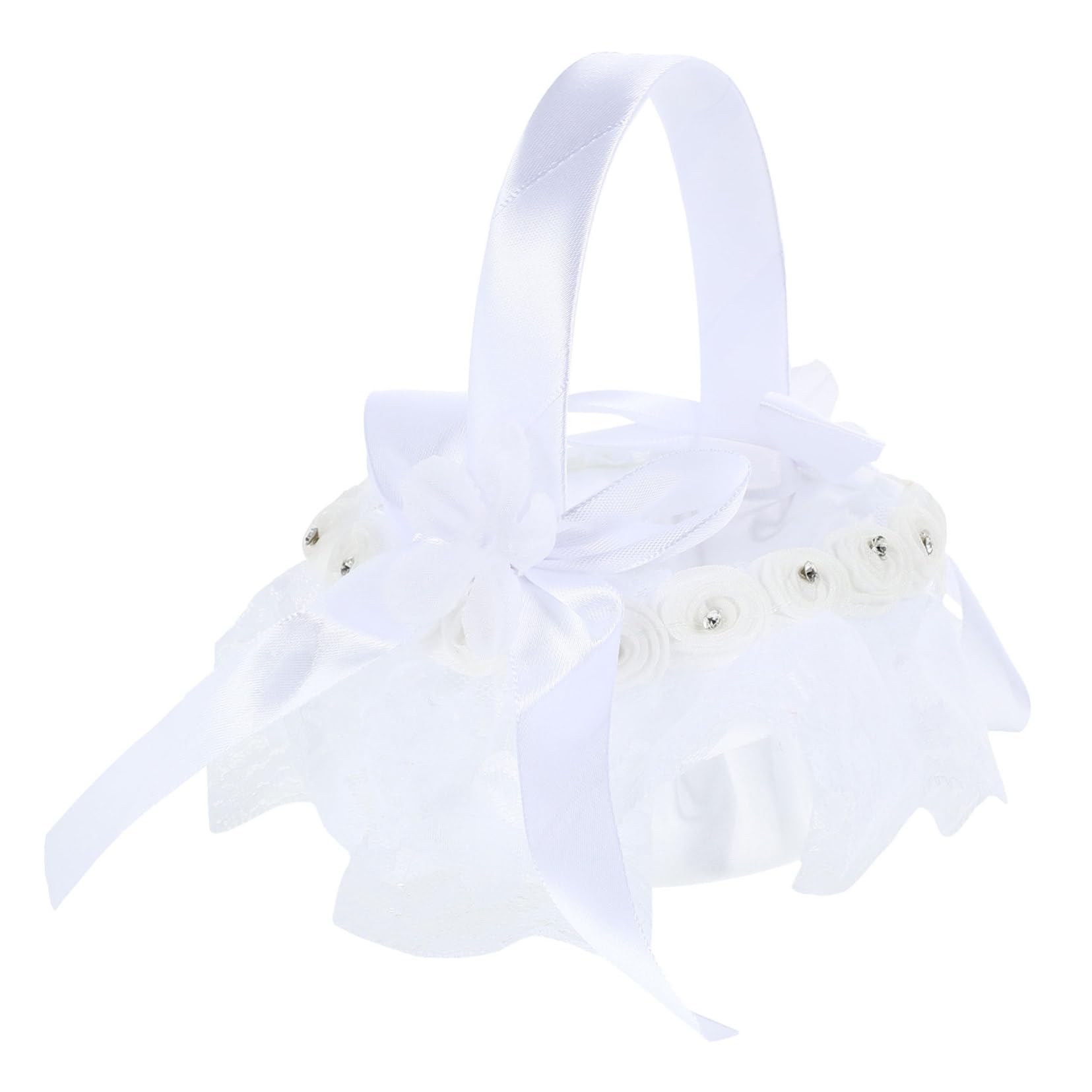 1Pc Wedding Lace Flower Basket Elegant White Flower Storage Basket for Ceremony Decorative Design for Wedding Petals Candies Small Accessories