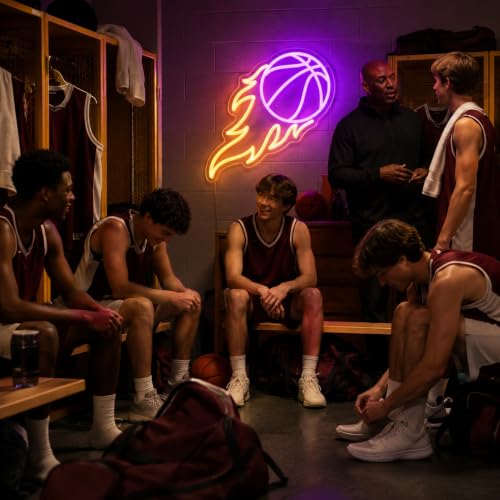 Image of Basketball Neon Sign for Wall Decor Light Up Sign Led Signs for Room Party Home Wall Decor USB Powered