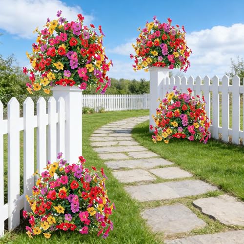 Esfera de flores artificiales de 60 cm impermeable y resistente a los rayos UV con pincho 5