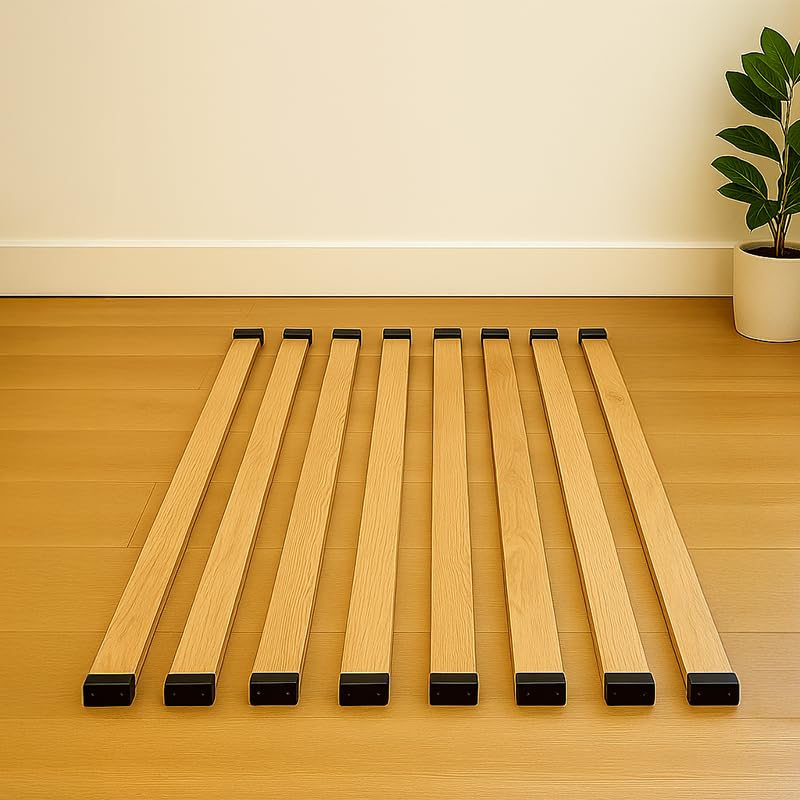 Coreme Lot 8 Lattes + 16 Embouts à Clipser - 8 Lattes de 700 x 53 mm + 16 Embouts - Multiplis Hêtre, Kit Réparation Lit, Compatible Sommier, Clic-Clac et BZ