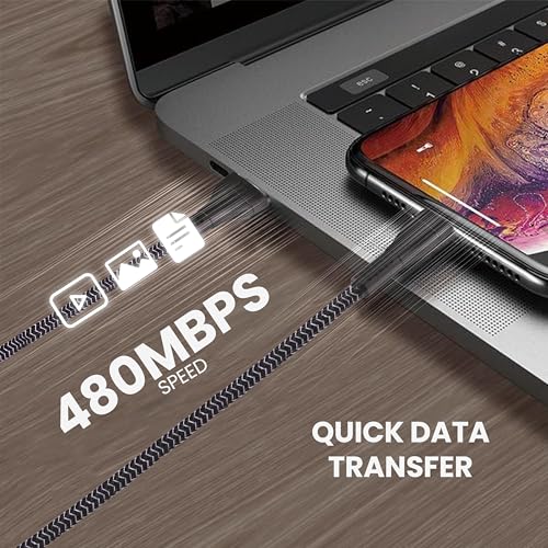 Image of Nextech Braided USB to Lightning 3.6A Fast Charging and Data Sync Cable | 480Mbps Transfer | Compatible for iPhone 14, 13, 12, 11, iPad Air, Pro, Mini | Durable Apple Charging Cable (Black, 1M)