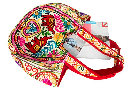 Bolsa Tote bordada con espejo y elefante estilo boho hippie miniatura 5