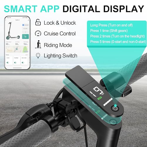 Image of Electric Scooter,8.5 inch Solid Tires,UP to 19MPH,350W Powerful Motor,20 Mile Range with Braking System,Foldable Lightweight Electric Scooter for Adults,Max Load 265 LBS,App Control(Yellow)
