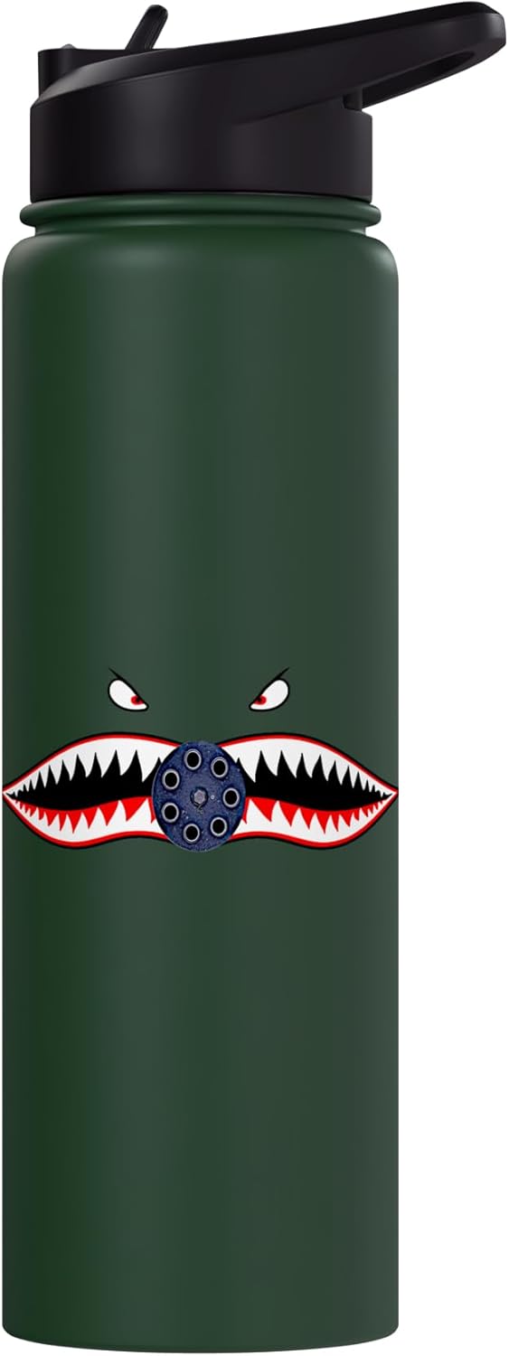 A-10 WARTHOG NOSE ART P40 P51 SHARK MOUTH TEETH THUNDERBOLT Stainless Steel Insulated Water Bottle