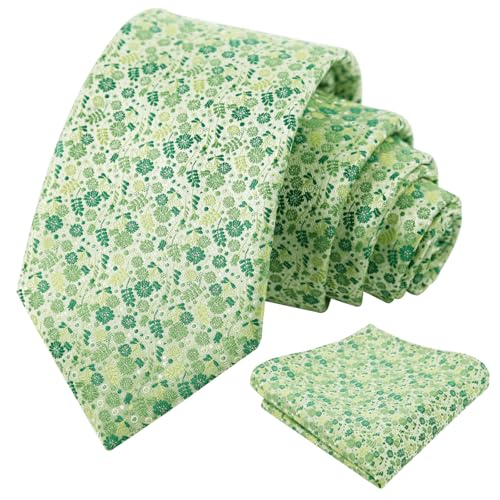 Image of Alizeal Mens 3.15inches Exquisite Floral Tie with Small Flower Printed Pocket Square