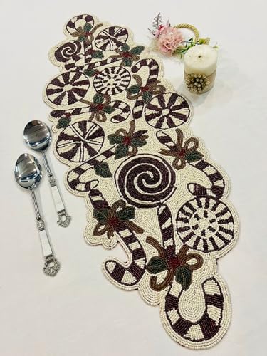 Image of Made For You Beautiful Craftsmanship Beaded Table Mat Runner (Size-13x36 Inch, Multicolor, Rectangular)Center Table Runner |Dining Table Runner|Kitchen Runner|Birthday Parties, Wedding & Event Dinners