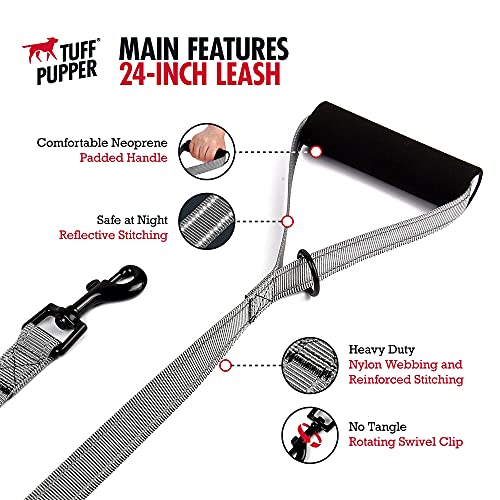 Tuff Pupper Service Dog Leash With Handle For Large Dogs | 24 Inch | Perfect For Services Dog Harness & Large Dog Training Leash | Traffic Leash Handle W/Padding | Short Leash Dog Coupler #TOP3