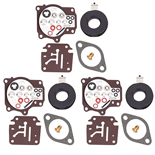 AHL 3Pack Carburetor Rebuild Kit With Float for Johnson Evinrude 396701 392061 398729 18 20 25 28 30 35 40 45 48 50 55 60 65 70 75 HP Outboard Motors Sierra 18-7222 18-7042 Mallory 9-37107