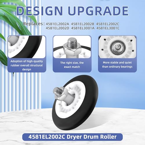 Image of For LG Dryer Roller Kit 4581EL2002L,Lg Dryer Drum Roller Kit Idler Pulley 4581EL2002C Bearing Version 4400EL2001A 4561el3002a Dryer Belt Replacement Kenmore Dryer Belt Rollers
