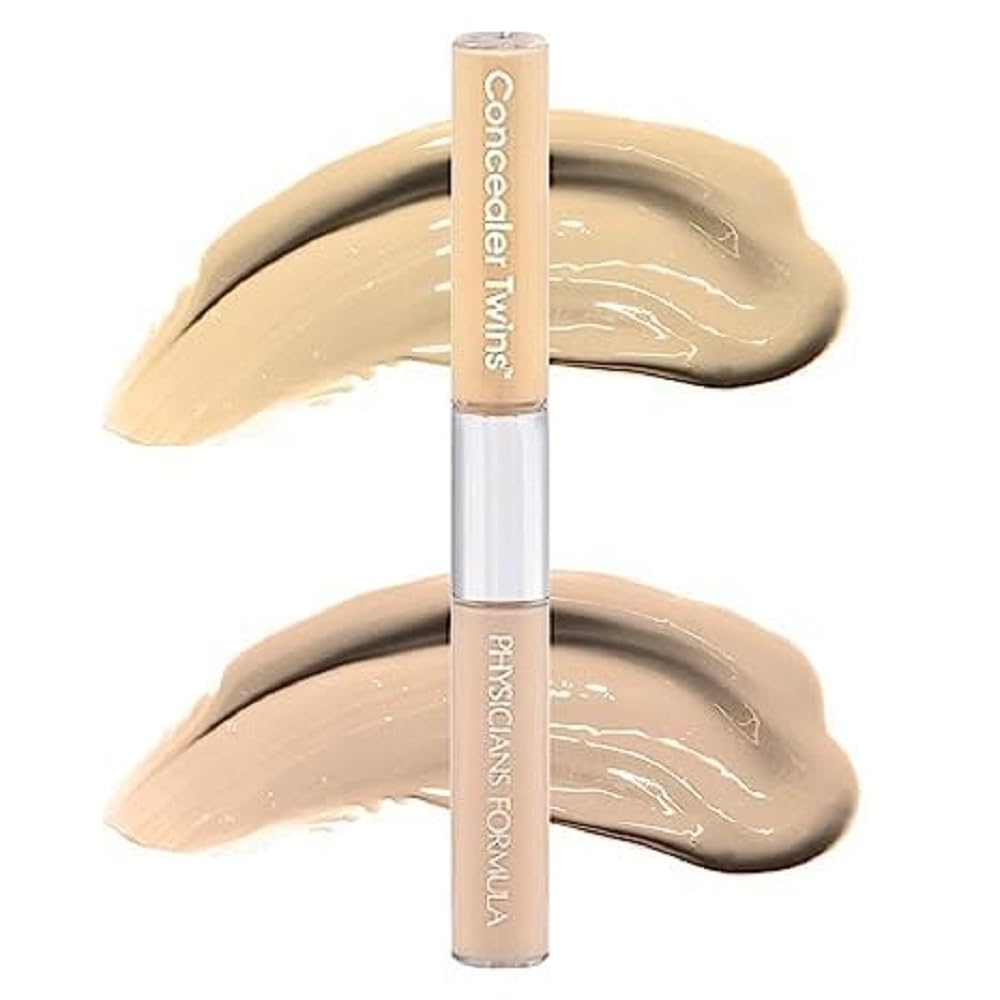 Physicians FormulaTwins 2-in-1 Liquid Concealer - Color Corrective and Light Flesh-Tone, Transfer & Water Resistant, Yellow/Light Shade
