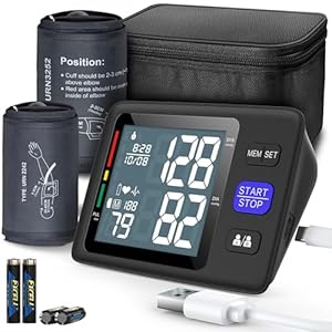 Blood Pressure Machine Upper Arm, 2 Size Cuffs M/L and XL, Medium/Large 9″-17″ and Extra Large XL 13″-21″, Accurate Automatic Digital BP Monitor, Large Backlit LCD, 2-User 1000 Memories, U85H