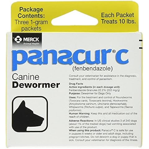 Panacur C Canine Dewormer (Fenbendazole), 1 Gram, Yellow, 3 Count (Pack of 1) Cover