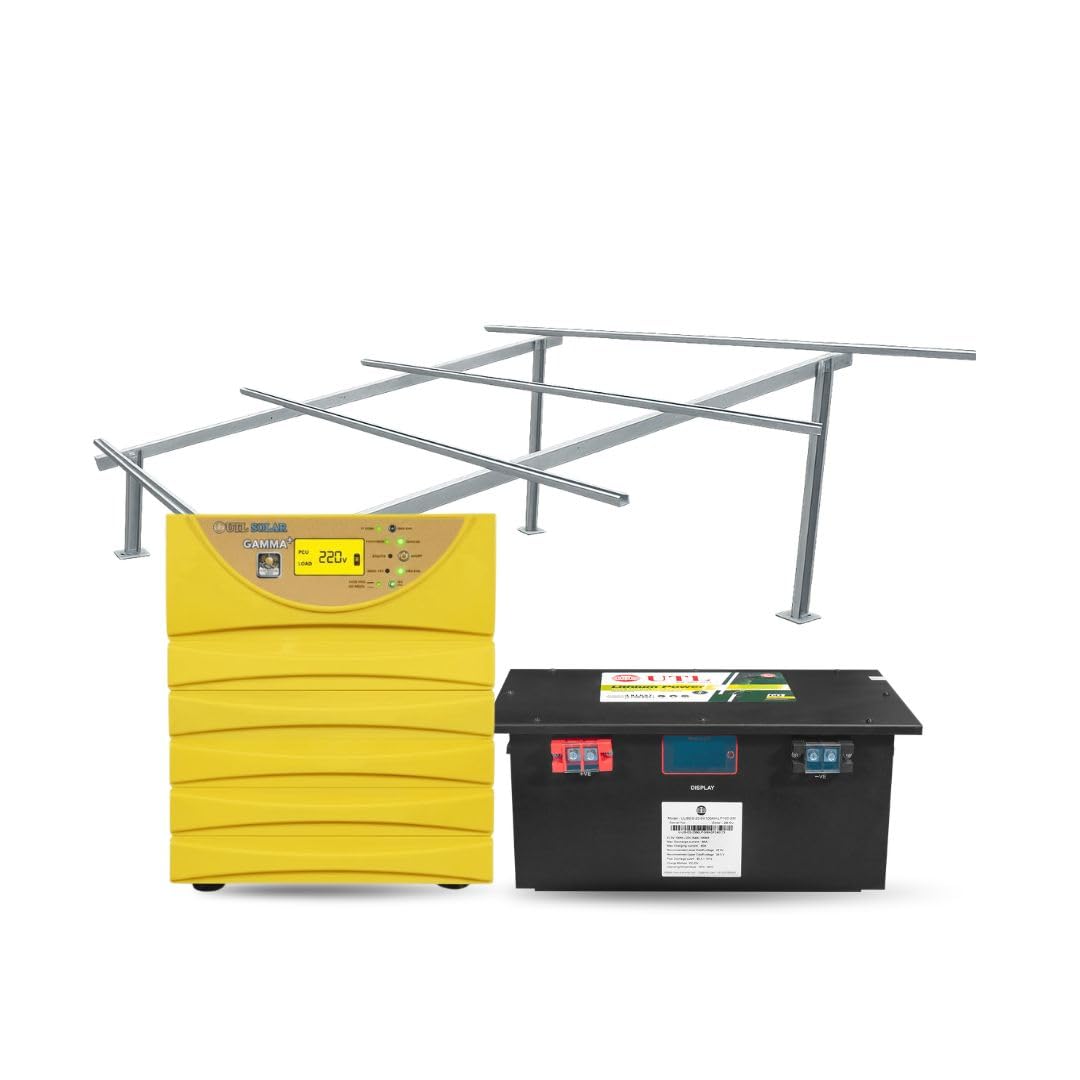 3kW Solar Off-Grid Kit Without Panels; UTL Gamma Plus 3400 r-MPPT PCU, Lithium 25.6V 100Ah LiFePO4 Battery with Heavy Duty GI High Rise 6-Panel Structure | (Panels Not Included)-image-25
