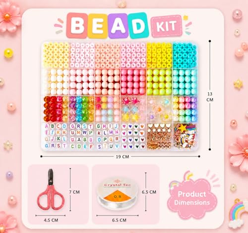 Image of curve creation Bracelet Making Kit for Girls Jewellery Making Kit with Clay Beads Letter Beads Unicorn & Rainbow Charms Crystal Beads Elastic String & Scissors Friendship Bracelet Craft Kit for Kids