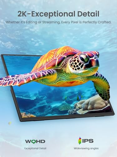 Image of Portable Monitor 24.5 inch 165HZ, 2K Portable Gaming Monitor with FreeSync, HDR, 180Adjustable Stand & VESA, 350Nits QHD IPS Large Travel Gaming Second Screen for Laptop, Game Console