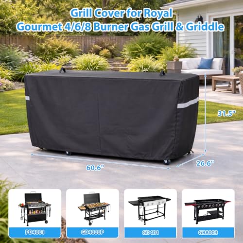 Image of Utheer Grill Cover for Royal Gourmet 4 6 8 Burner Grill, 600D Waterproof