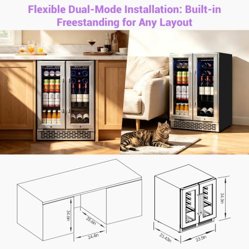 Image of 24 Inch Dual Zone Wine and beverage Refrigerator, Holds 90 Cans & 21Bottles