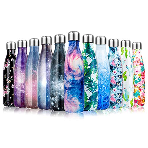 Lalafancy 17oz Insulated Water Bottle Double Wall Vacuum Stainless Steel Sport Drinks Bottle BPA Free Leak Proof Keeps Hot and Cold for Gym Travel School