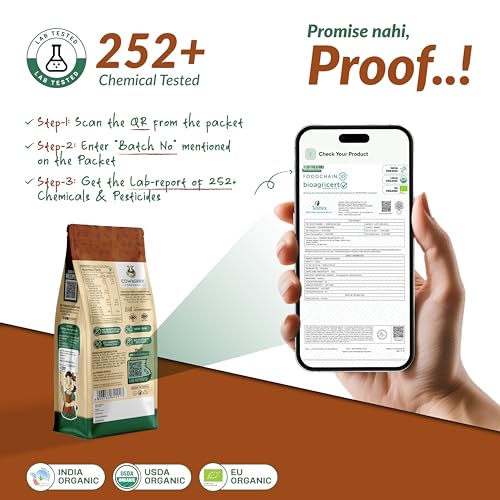 Image of COWBERRY Organic Khapli Wheat Atta 1kg | Lab-Tested for 252+ | 100% Certified Organic | Stone Ground | High in Fibre | NPOP, USDA & EU Certified