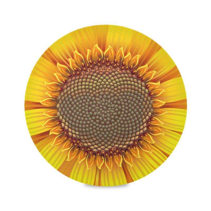 Sunflower on White Background Placemat Non-Slip Round Placemats for Kitchen Table Decor